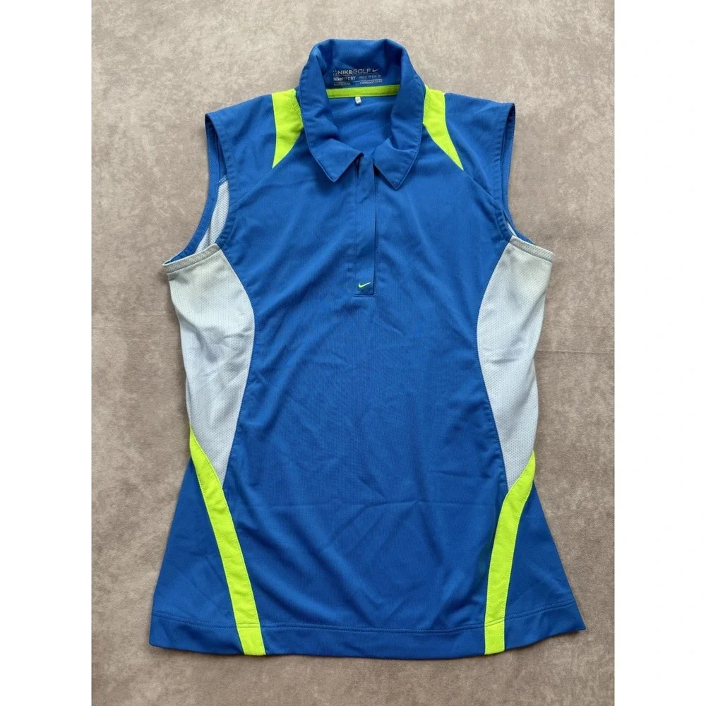 Nike Golf Fit Sleeveless Women's Sz XS Collared Shirt Blue Green Athletic Sport